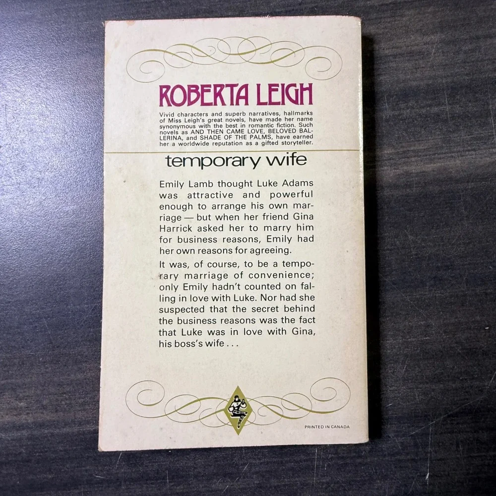 Harlequin Presents Roberta Leigh Temporary Wife Vintage Romance Paperback Book‎